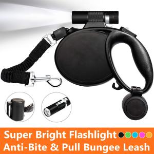 Lighted Expandable Dog Leash With Flashlight 7.3 x 6.1 Safe Walking At Night