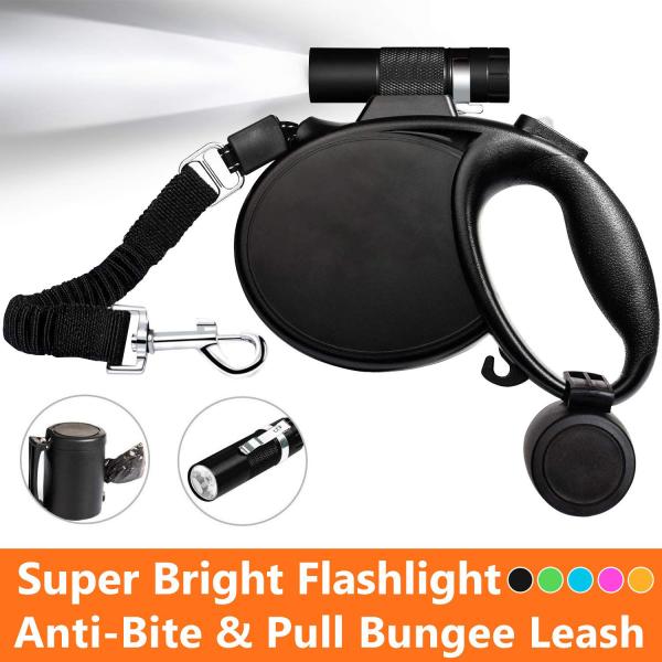 Quality Lighted Expandable Dog Leash With Flashlight 7.3" x 6.1" Safe Walking At Night for sale