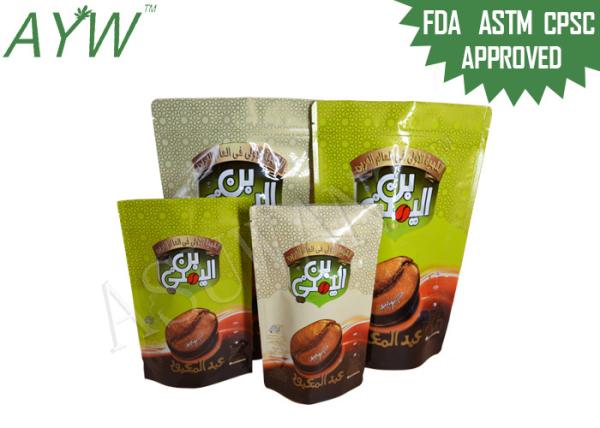 Quality Reusable Clear Stand Up Zipper Pouch , Roasted Coffee Bean Packing Bag With Tear Notch for sale
