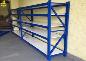 China Medium Duty Long Span Racking System Cold Rolled Steels Standard Size Four Levels on sale