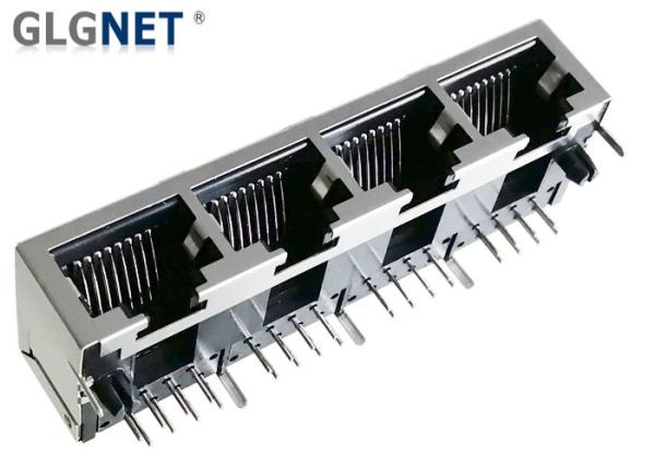Quality 1 x 4 Ganged RJ45 Connector EMI Tab Springs Latch Down Without Magnetics for sale